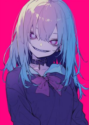 Anime Monster Girl Art Print - Premium Wooden Framed Poster. Ready to Hang.
