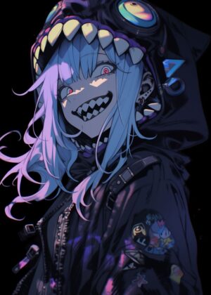Anime Monster Girl: Dark Fantasy Art Print - Premium Wooden Framed Poster. Ready to Hang.