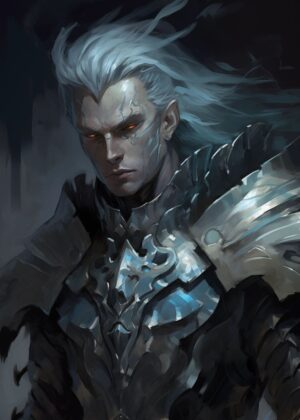 Demon Knight: Dark Fantasy Art Print - Premium Wooden Framed Poster. Ready to Hang.