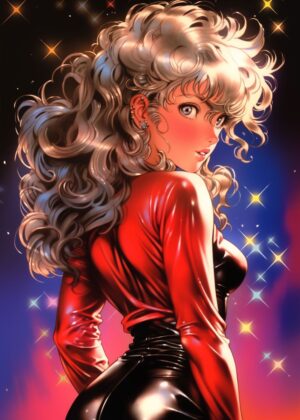 Space Diva: A Retrofuturistic Anime Art Print - Premium Wooden Framed Poster. Ready to Hang.