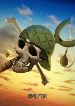 Usopp's Jolly Roger: One Piece Artwork - Premium Wooden Framed Poster. Ready to Hang.