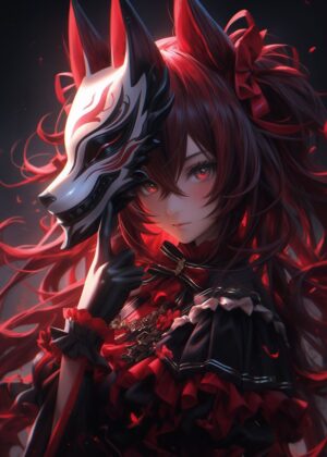 Fantasy Fox Assassin: Anime Art Print - Premium Wooden Framed Poster. Ready to Hang.
