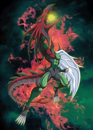 Fiery Dragon Warrior Artwork Print - Premium Wooden Framed Poster. Ready to Hang.