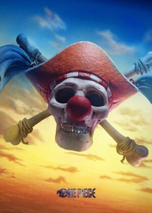Buggy the Star Clown: One Piece Digital Artwork - Premium Wooden Framed Poster. Ready to Hang.