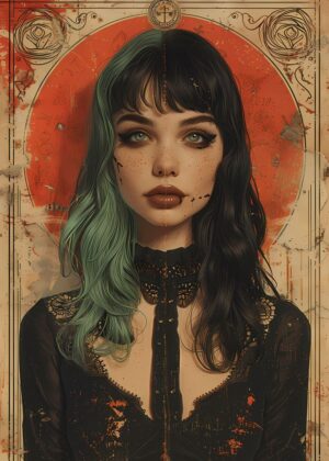 Young Goth Girl Art Print - Premium Wooden Framed Poster. Ready to Hang.