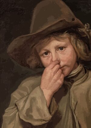 The Pensive Child: A Baroque Masterpiece - Premium Wooden Framed Poster. Ready to Hang.