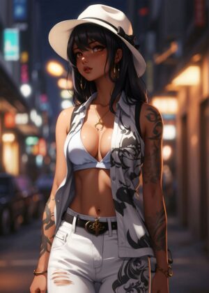 Urban Nights: Boss Lady Artwork - Premium Wooden Framed Poster. Ready to Hang.