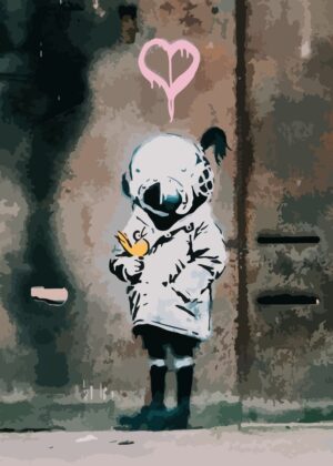 Street Art: Hope and Resilience in a Child's Eyes - Premium Wooden Framed Poster. Ready to Hang.