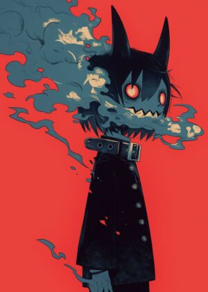 Dark Fantasy Demon Artwork Print - Premium Wooden Framed Poster. Ready to Hang.