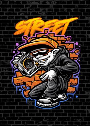 Urban Graffiti Art: Street Style - Premium Wooden Framed Poster. Ready to Hang.
