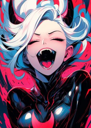 Insane Anime Girl Art Print - Premium Wooden Framed Poster. Ready to Hang.