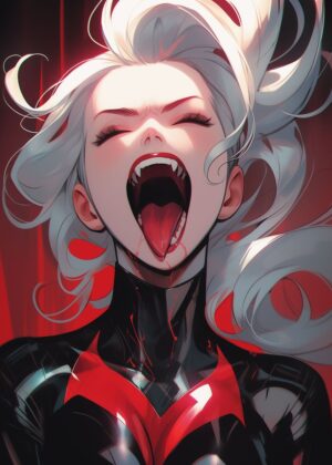 Ahegao Anime Girl Art Print - Premium Wooden Framed Poster. Ready to Hang.