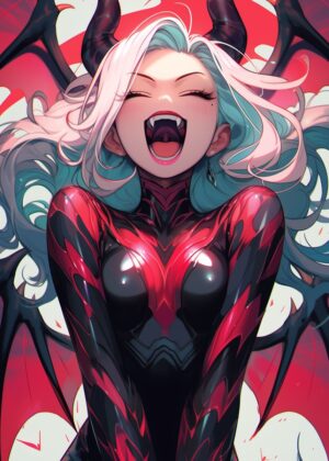 Halloween Anime Girl Sexy Art Print - Premium Wooden Framed Poster. Ready to Hang.