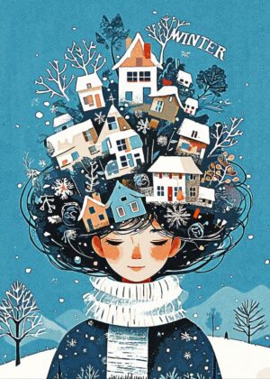 Winter Dreamscape: Minimalist Art Print - Premium Wooden Framed Poster. Ready to Hang.
