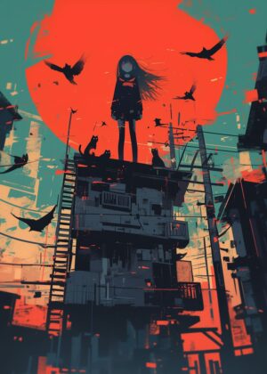 Abnormal Core: A Melancholy Cityscape - Premium Wooden Framed Poster. Ready to Hang.