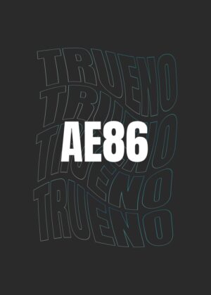 Trueno AE86: Abstract Typography Art Print - Premium Wooden Framed Poster. Ready to Hang.