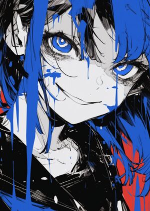 Blue Eye Glow: Anime Art Print - Premium Wooden Framed Poster. Ready to Hang.