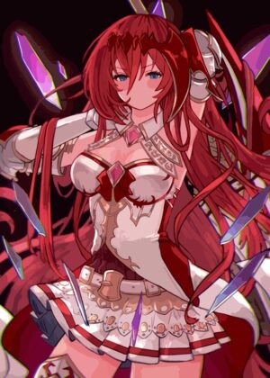 Fiery Anime Girl Artwork: Digital Print - Premium Wooden Framed Poster. Ready to Hang.