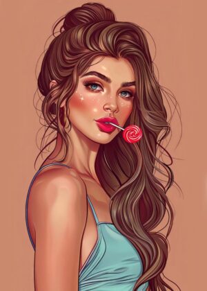 Sweet Dreams: A Digital Art Print of a Beautiful Woman - Premium Wooden Framed Poster. Ready to Hang.