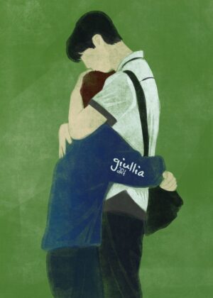 Embrace: A Touching Moment in Time - Premium Wooden Framed Poster. Ready to Hang.