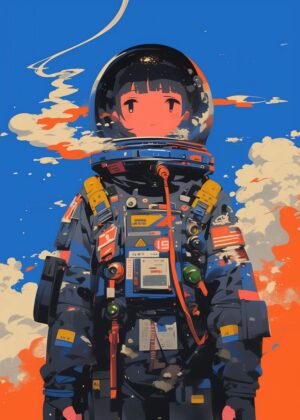 Brave Little Astronaut: A Colorful Space Adventure - Premium Wooden Framed Poster. Ready to Hang.