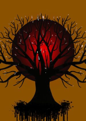 Tree 5: Dark Abstract Artwork - Premium Wooden Framed Poster. Ready to Hang.