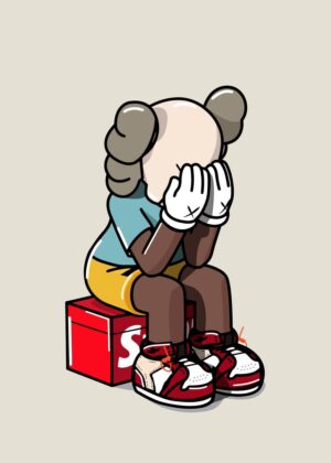 Kaws Sitting Figure Art Print - Premium Wooden Framed Poster. Ready to Hang.