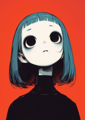 Abnormal Core: Melancholy Girl Artwork Print - Premium Wooden Framed Poster. Ready to Hang.
