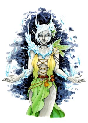 Winter Dryad Fantasy Art Print - Premium Wooden Framed Poster. Ready to Hang.