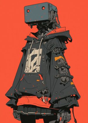 Cyberpunk Robot Girl Art Print - Premium Wooden Framed Poster. Ready to Hang.