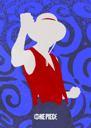 Luffy Minimalist Art Print: One Piece Inspired Design - Premium Wooden Framed Poster. Ready to Hang.
