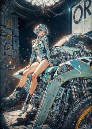 Anime Sport Girl: Futuristic Sci-Fi Art Print - Premium Wooden Framed Poster. Ready to Hang.