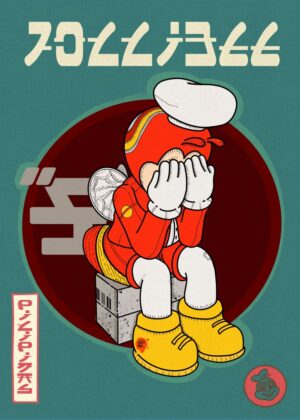 Jollibee Manga Art Print: A Nostalgic Tribute to Filipino Culture - Premium Wooden Framed Poster. Ready to Hang.