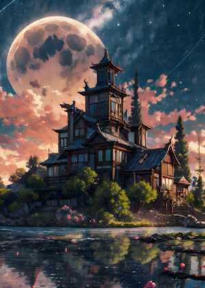 Isekai Kingdom: A Night Under the Moon - Premium Wooden Framed Poster. Ready to Hang.