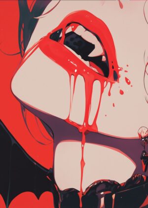 Crimson Temptation: A Gothic Art Print - Premium Wooden Framed Poster. Ready to Hang.