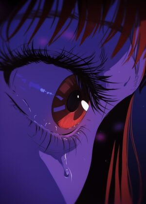 Nightfall Weeping: Anime Art Print - Premium Wooden Framed Poster. Ready to Hang.
