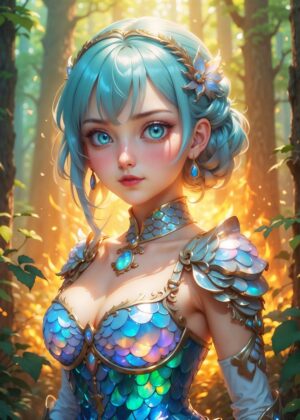 Enchanted Forest Beauty: Fantasy Art Print - Premium Wooden Framed Poster. Ready to Hang.