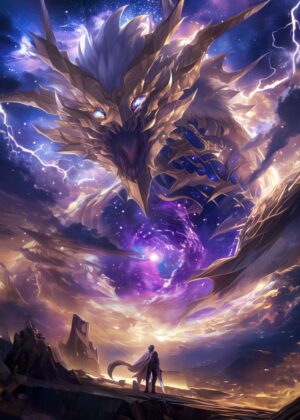 Timelapse Dragon: A Celestial Tapestry - Premium Wooden Framed Poster. Ready to Hang.