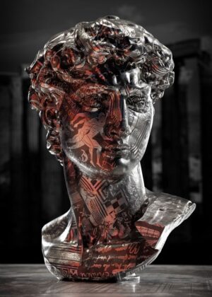 Black Gold Sculpture: A Fusion of Classic and Modern Art - Premium Wooden Framed Poster. Ready to Hang.