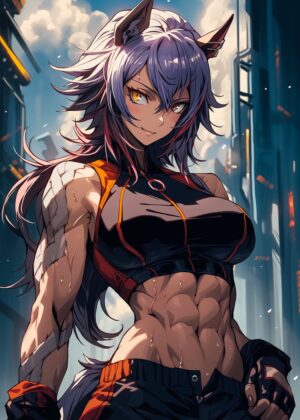 Fujikoro Cityscape: Anime Art Print - Premium Wooden Framed Poster. Ready to Hang.