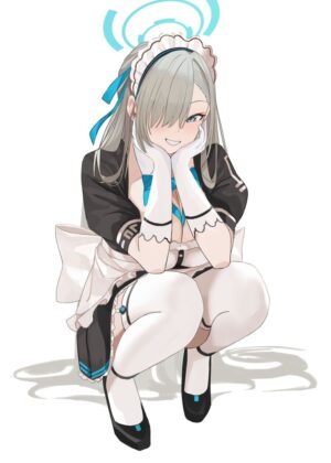 Blue Archive Asuna: A Charming Maid Illustration - Premium Wooden Framed Poster. Ready to Hang.
