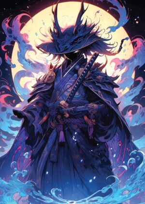 Cybergoth Demon: Dark Fantasy Art Print - Premium Wooden Framed Poster. Ready to Hang.