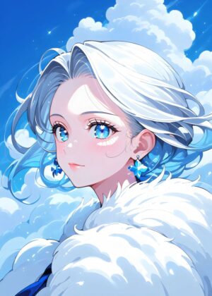 Vividoria Woman: A Breathtaking Anime Art Print - Premium Wooden Framed Poster. Ready to Hang.