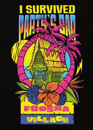 I Survived Party's Bar Foosha Village Tropical Artwork - Premium Wooden Framed Poster. Ready to Hang.