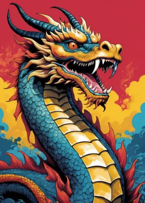 Japanese Dragon 3: Fierce Guardian Art Print - Premium Wooden Framed Poster. Ready to Hang.