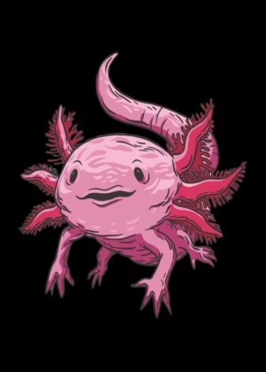 Lustiger Axolotl: Einzigartiges Artwork - Premium Wooden Framed Poster. Ready to Hang.