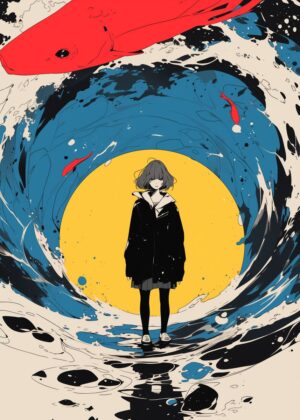 Abnormal Core: Girl in the Whirlwind of Emotion - Premium Wooden Framed Poster. Ready to Hang.