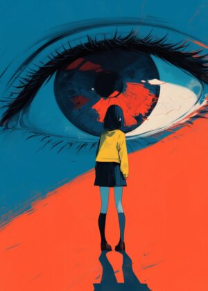 Gazing into the Abyss: A Surreal Artwork - Premium Wooden Framed Poster. Ready to Hang.