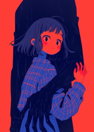 Abnormal Core: A Haunting Illustration of Vulnerability and Protection - Premium Wooden Framed Poster. Ready to Hang.