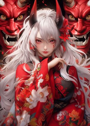 Samurai Elf: A Digital Painting of a Mystical Warrior - Premium Wooden Framed Poster. Ready to Hang.